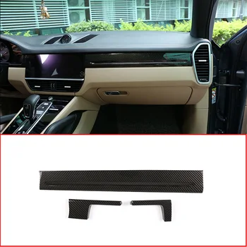 

3 Pcs Left Hand Drive For Porsche Cayenne 2018 2019 Carbon Fiber ABS Car Interior Center Console Panel Cover Trim