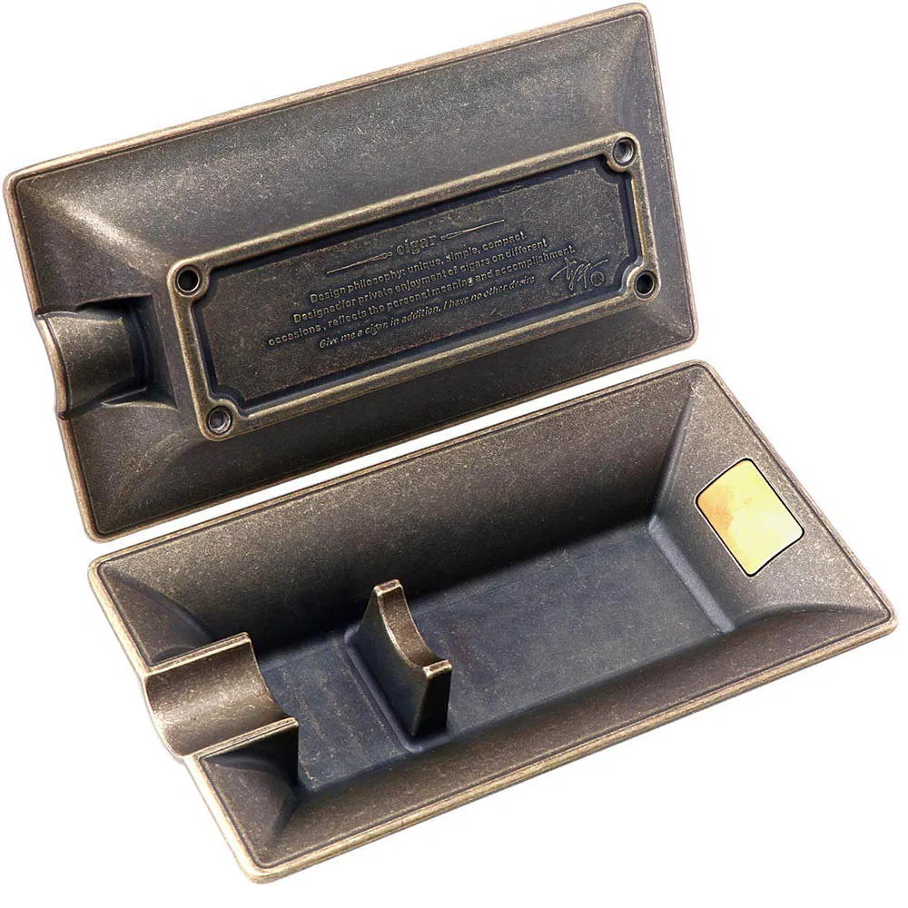 Car ashtrayRetro cigar ashtray bronze household cigar ashtray single slot design(bronze