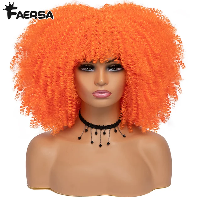 Short Hair Afro Kinky Curly Wig For Black Women Cosplay Blonde Synthetic Natural Red Wigs African Ombre Glueless HighTemperature Natural Color