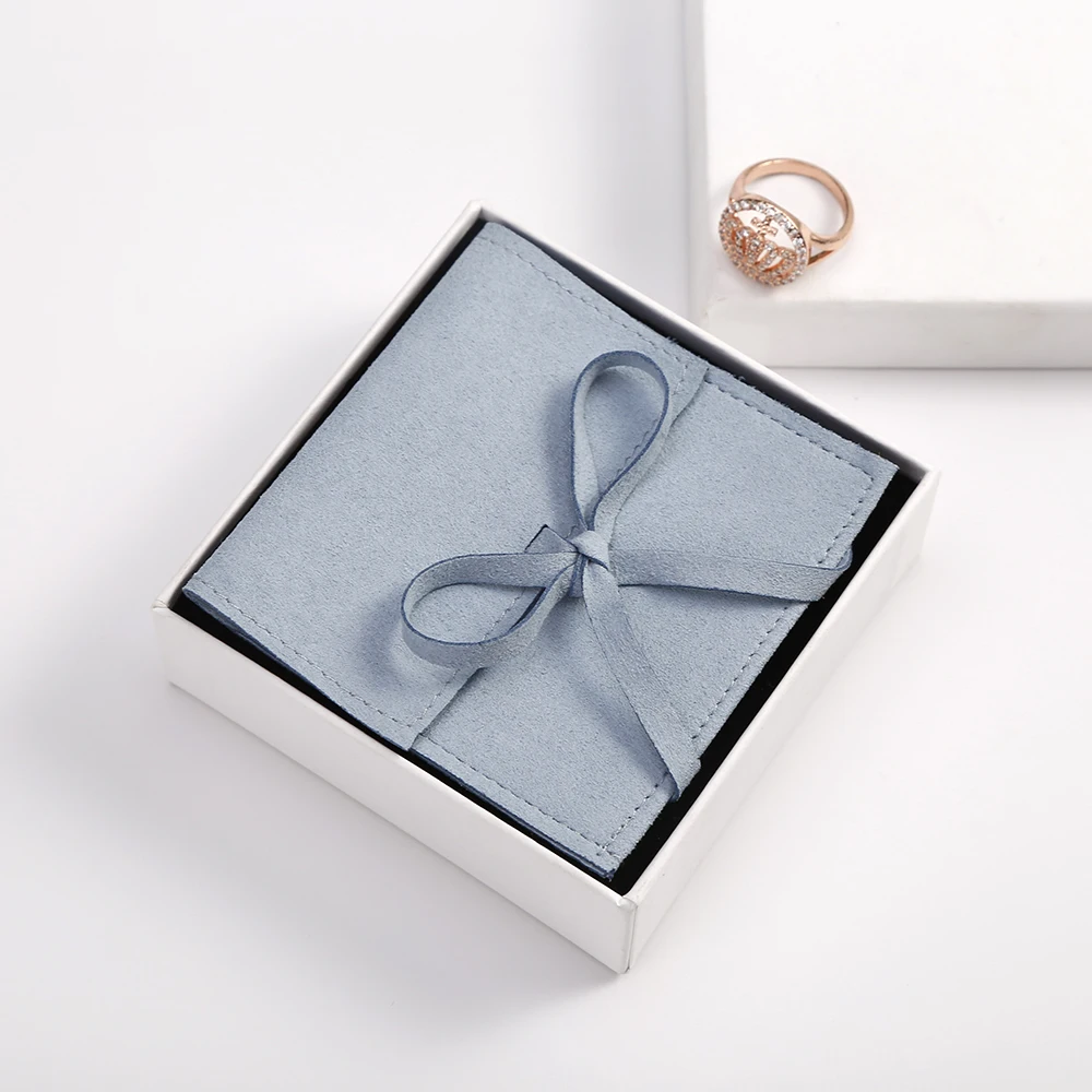 Folded Microfiber Velvet Bag Jewelry Pouches Package Small Chic Wedding Ring Earrings Necklace Christmas Presents Packaging Bags