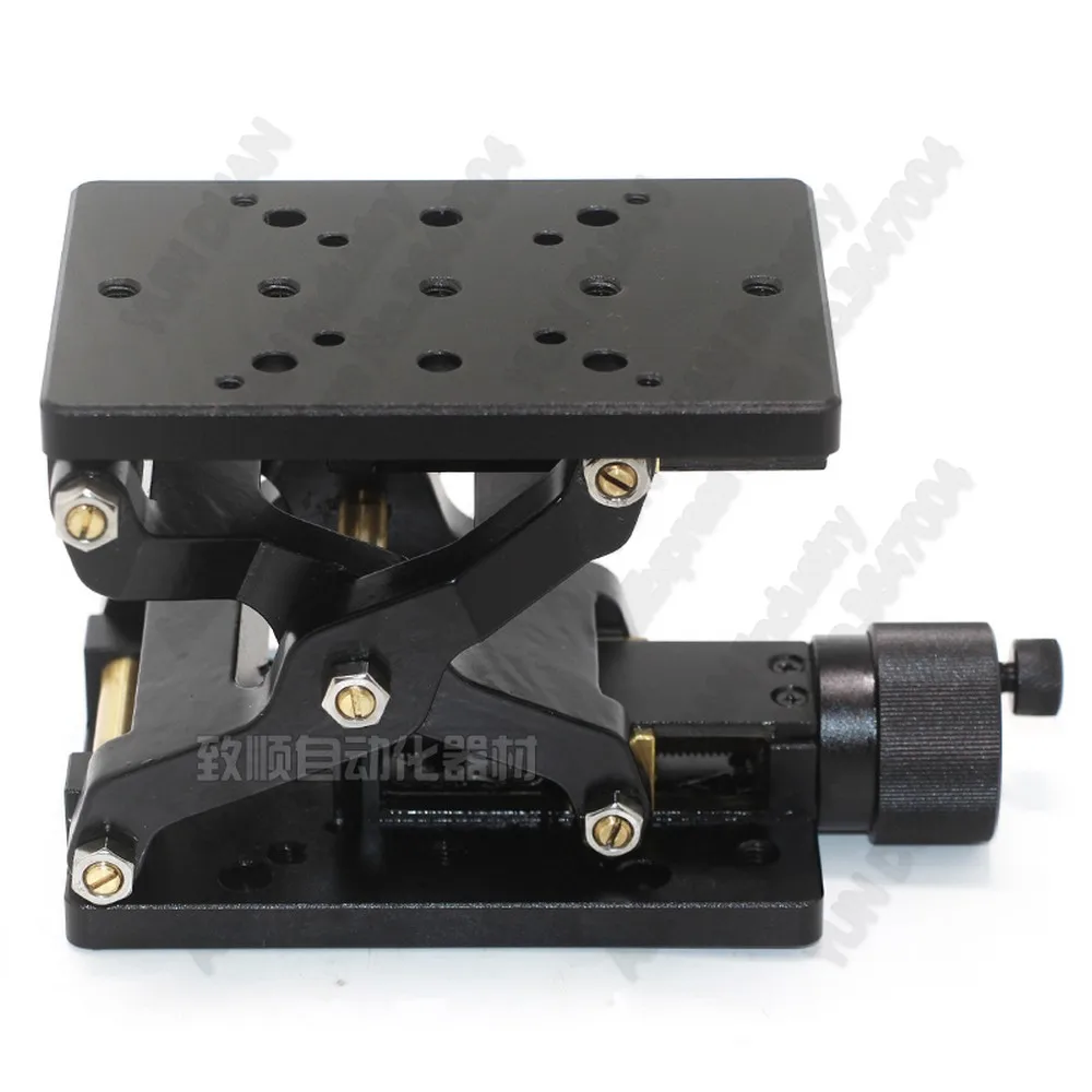 

160mm*220mm 70mm Travel 30kgf Fine Tuning Lift Scissor Z Axis Trimming Station Manual Displacement Platform Screw Moving Table