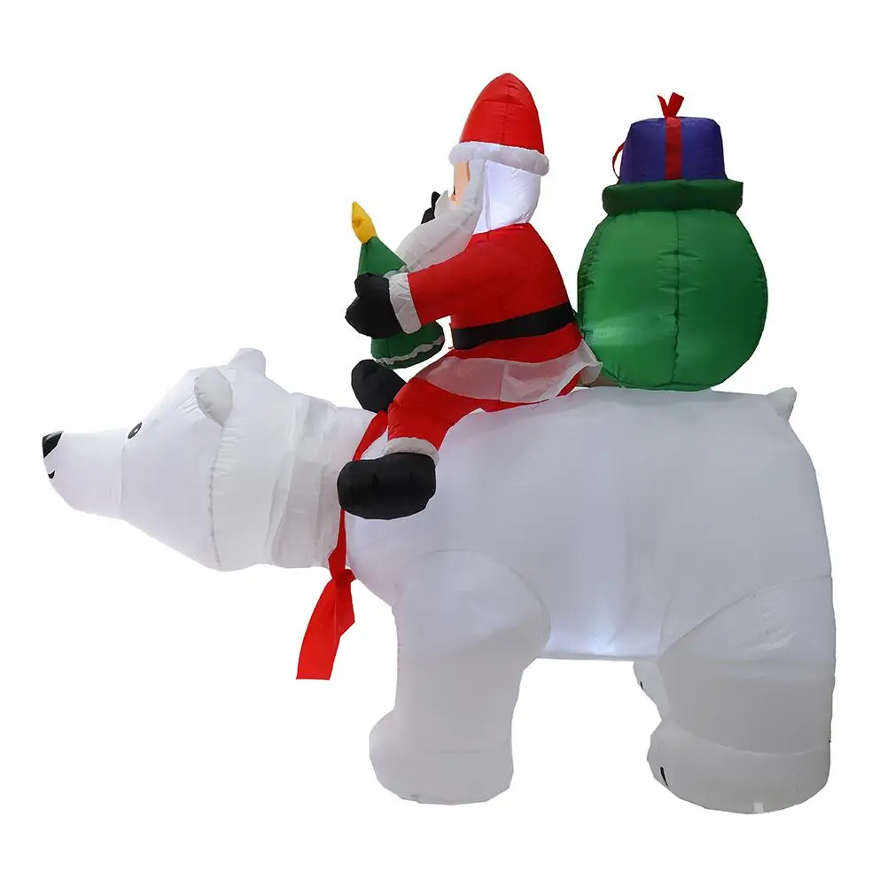 2m Polar Bear Inflatable Santa Can Shake The Head Christmas Riding Polar Bear Garden Christmas Decoration Riding Polar Bear Sant