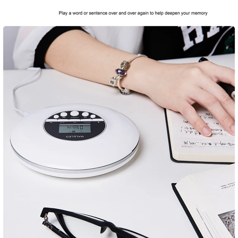 Portable CD Player for Adults Students Kids Personal Compact Disc CD Player with Headphones Jack Walkman with LCD Display Whi