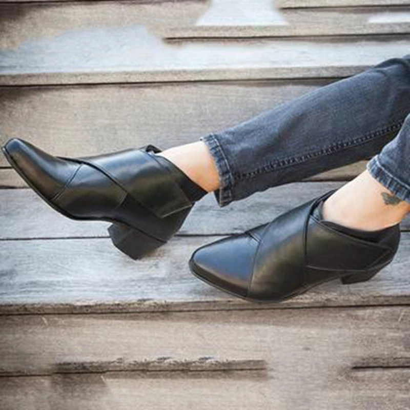 WENYUJH/новые женские ботильоны на танкетке; весенняя женская обувь на высоком каблуке, увеличивающая рост; женская модная повседневная обувь с эластичными лентами - Цвет: black