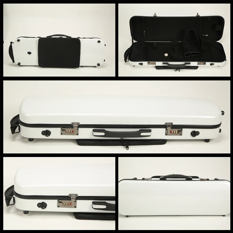 Коробка для скрипки композитная высокая твердость, износостойкость и сопротивление сжатия 4/4 коробка пластик, армированный волокном, углеродное волокно ленточный чехол - Цвет: White checker