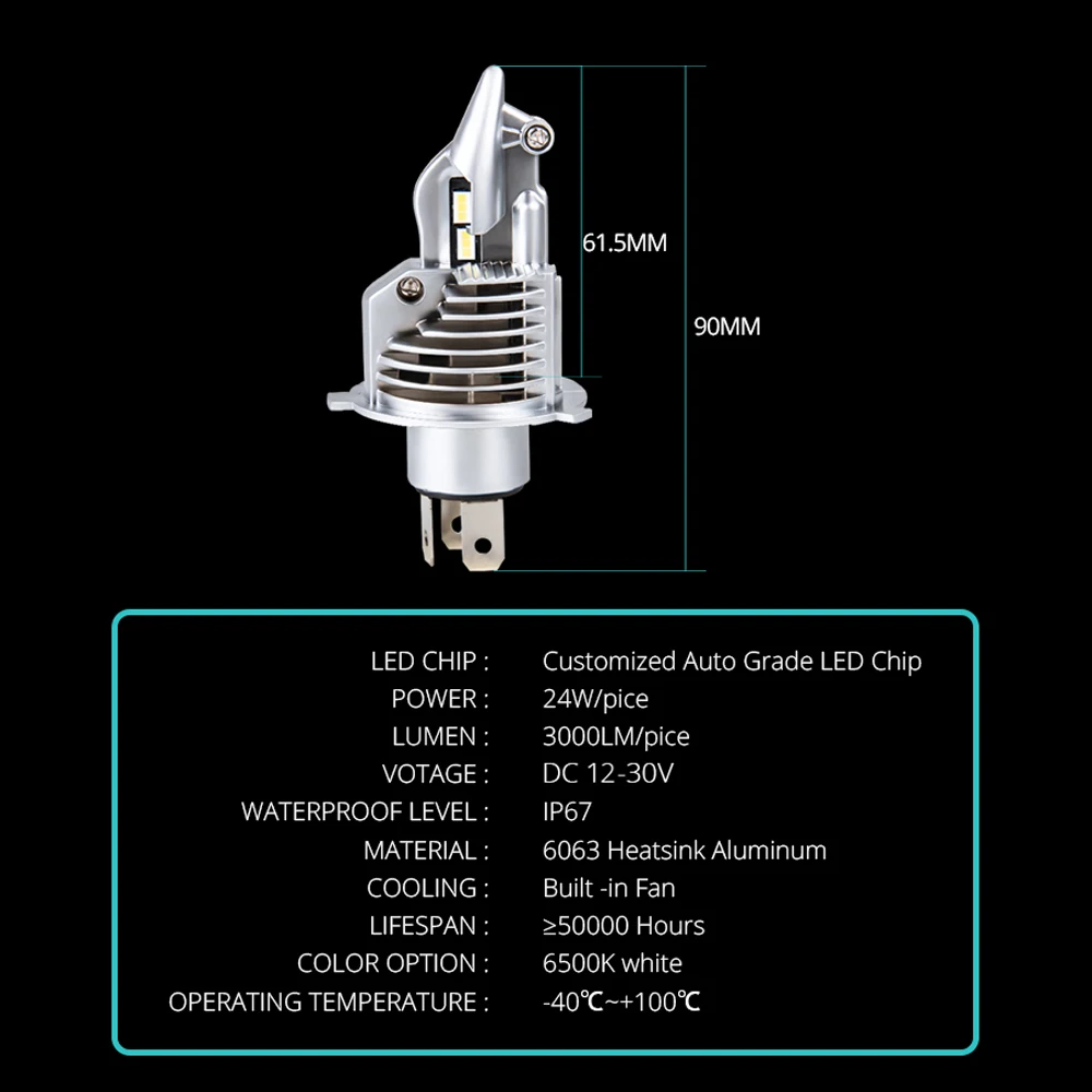 Светодиодный H4/9003/HB2 светодиодный фар автомобиля лампы 12V 24V 6500k Foco для автомобилей