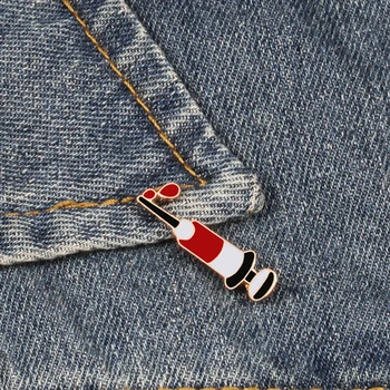 

Injection Syringe Pin Brooch Doctor Nurse Injector Brooch Medical Jewelry Enamel Pin Denim Jackets Collar Badge Metal Pins Gift