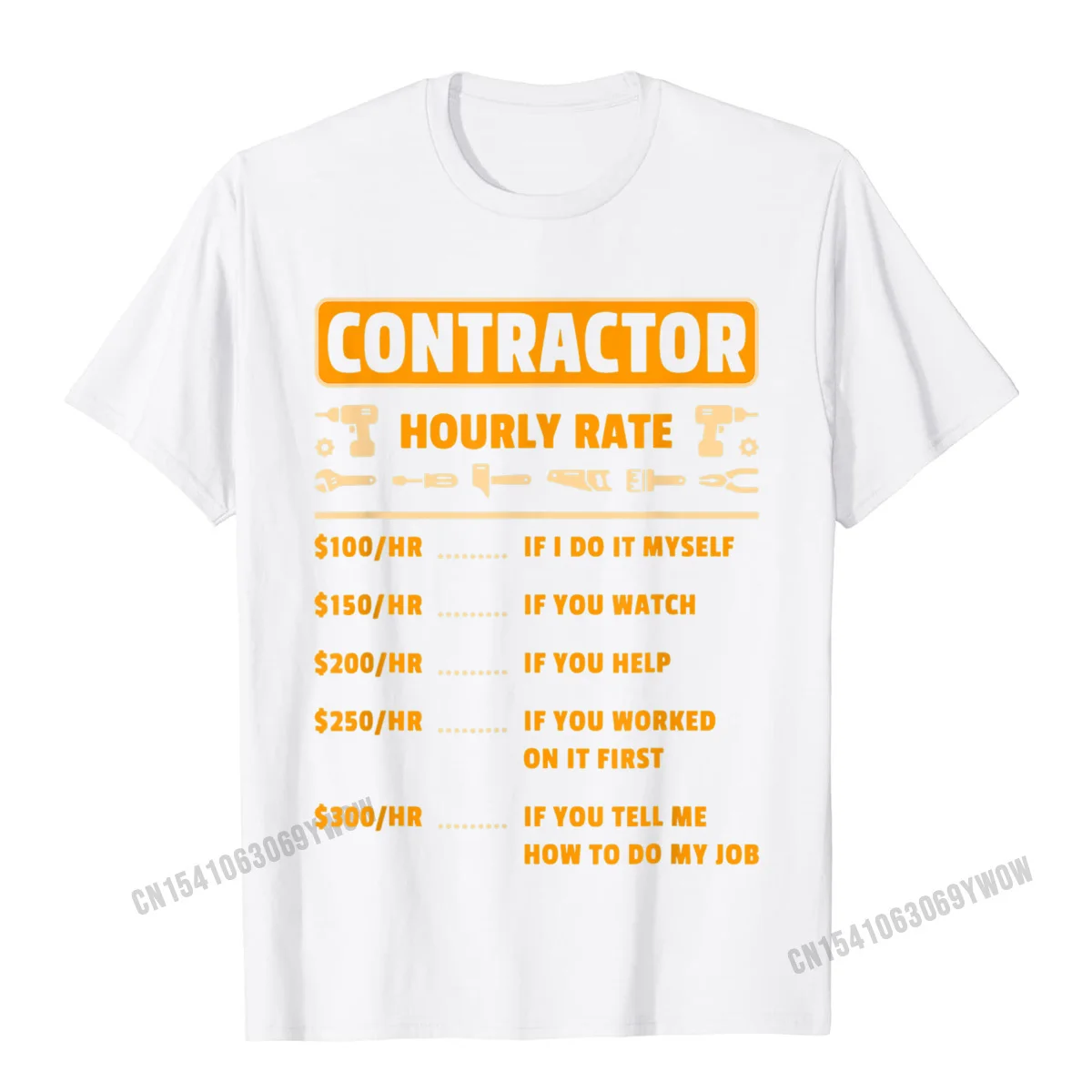 Cotton Male Short Sleeve Simple Style Tshirts Design T Shirt Hot Sale Gift Crewneck Tee-Shirts Drop Shipping Contractor Hourly Rate Price Chart Labor Funny Gift Handyman T-Shirt__914 white