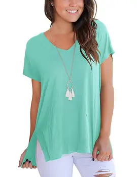 

Women's Short Sleeve High Low T Shirt Tee Tops with Side Split Gothic