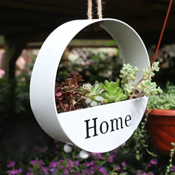 

Flower Pot Iron Round Home Macrame Wall Hanging Planter Nordic Style Creative Simple Succulents Pots Pottery Decorative Flowers
