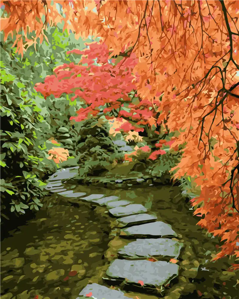 

Digital oil painting New design landscape painting Path in the woods New decoration style wall painting Customizable 40*50cm