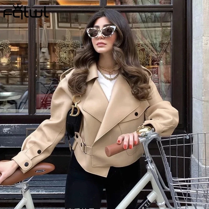 Повседневная куртка FQLWL из искусственной кожи Женское пальто сезон осень-зима 2020