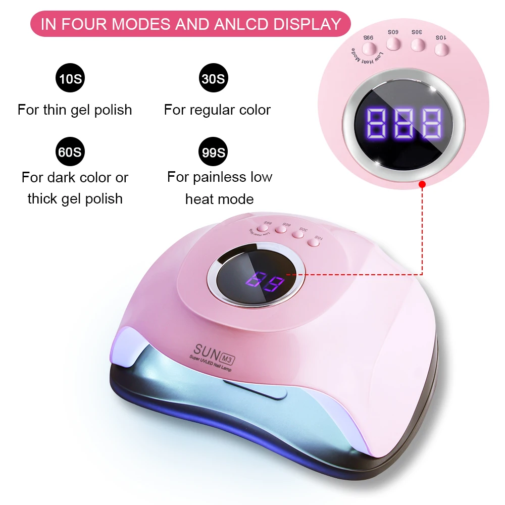 2020 180 Вт SUN M3 УФ фена для всех видов гелей 45 светодиодов сушилка лампа полировки