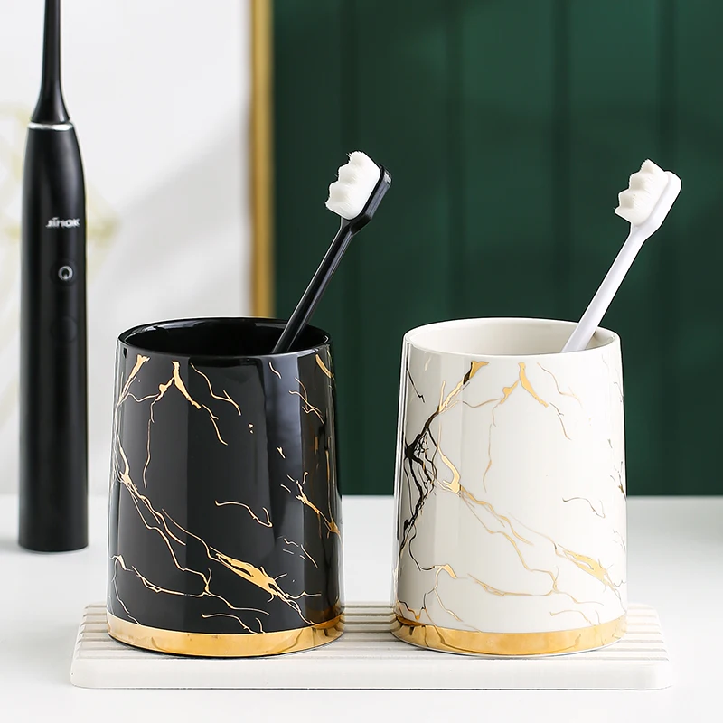 Gaolinci Lot De 2 Gobelets En Verre Pour Salle De Bain - 300 Ml, Diamètre 7,4 Cm, Hauteur 9,1 Cm