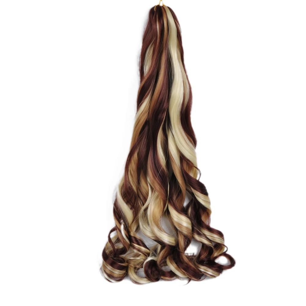 Synthetic 26 Inches Loose Wave Crochet Braids Hair Ombre Spiral Curls Pre Stretched Braiding Hair Extensions For Black Woman