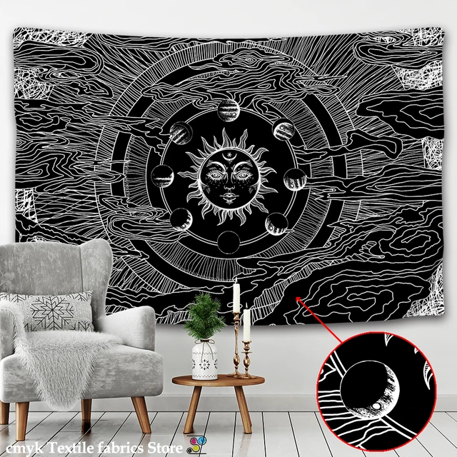 Indian Mandala Sun Moon Tapestry Wall Hanging