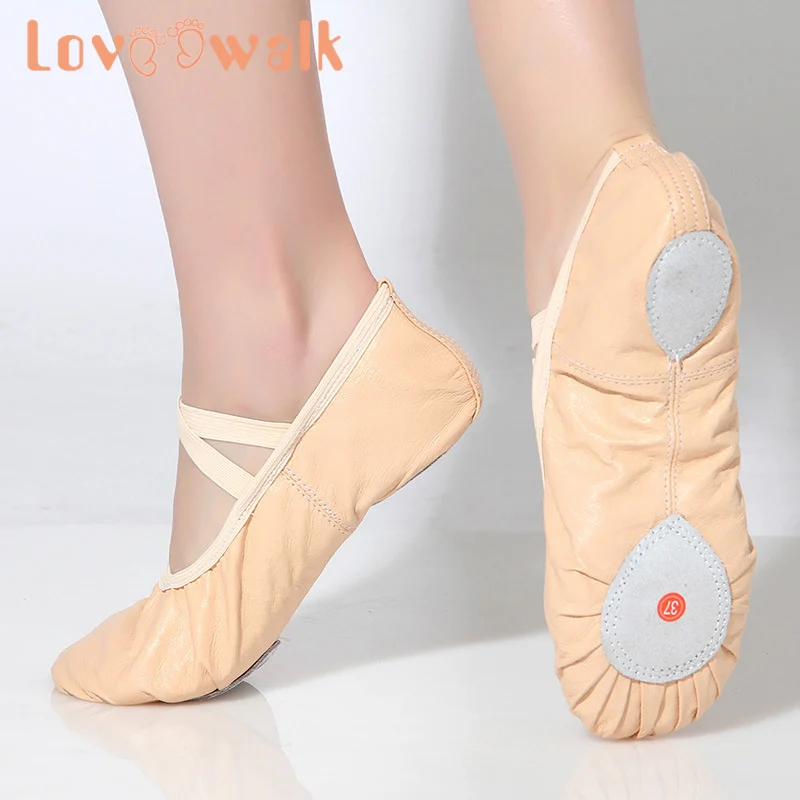 Genuine Leather Flat Slippers White Beige Red Black Salsa Ballet Shoes For Girls Children Woman Yoga Gym |