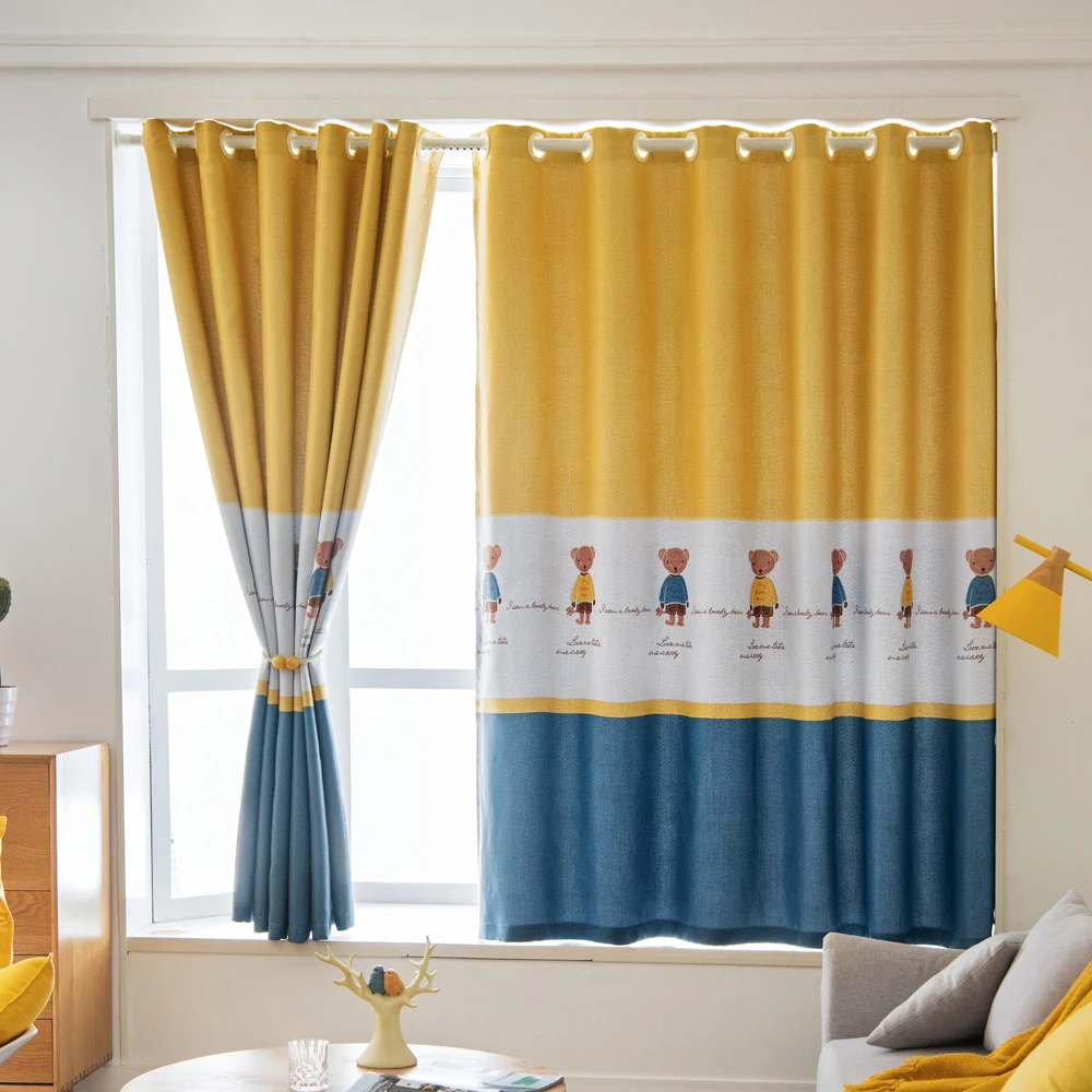 Ahoyikaa Cartoon Little Bear Blackout Curtain For Kids Room Children