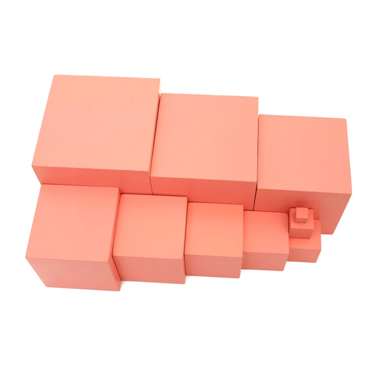  Early childhood education Montessori sensory teaching aid cube Montessori toddler teaching aid pink - 4000554957023