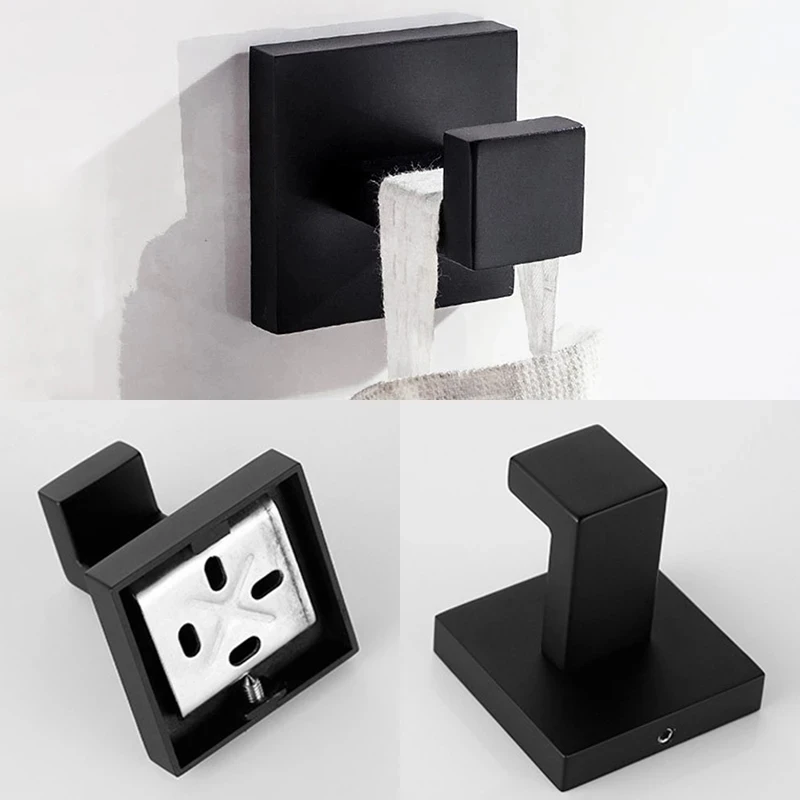 Black SUS 304 Stainless Steel Bathroom Hardware Set Towel Tack Paper Holder Toilet Brush Holder Bathroom Accessories
