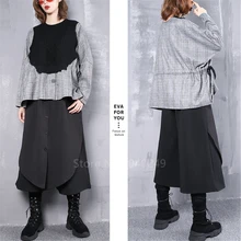 Харадзюку женские хип-хоп черные брюки японского стиля размера плюс широкие брюки повседневные зимние толстые свободные с высокой талией уличная одежда