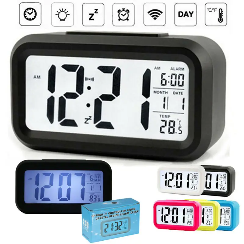 Digital-Jumbo-LED-Bedside-Desk-Alarm-Clock-Display-Calendar-Temperature UK 
