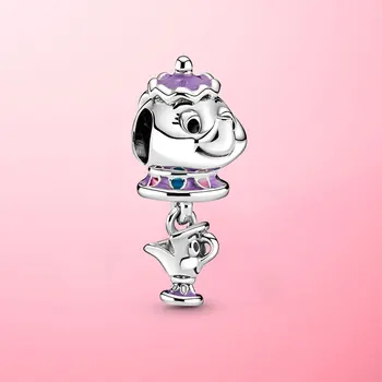 

TOP Sale 925 Sterling Silver Mrs Potts Charm Beads Fit Original Pamura Bracelets DIY Jewelry Making Gift