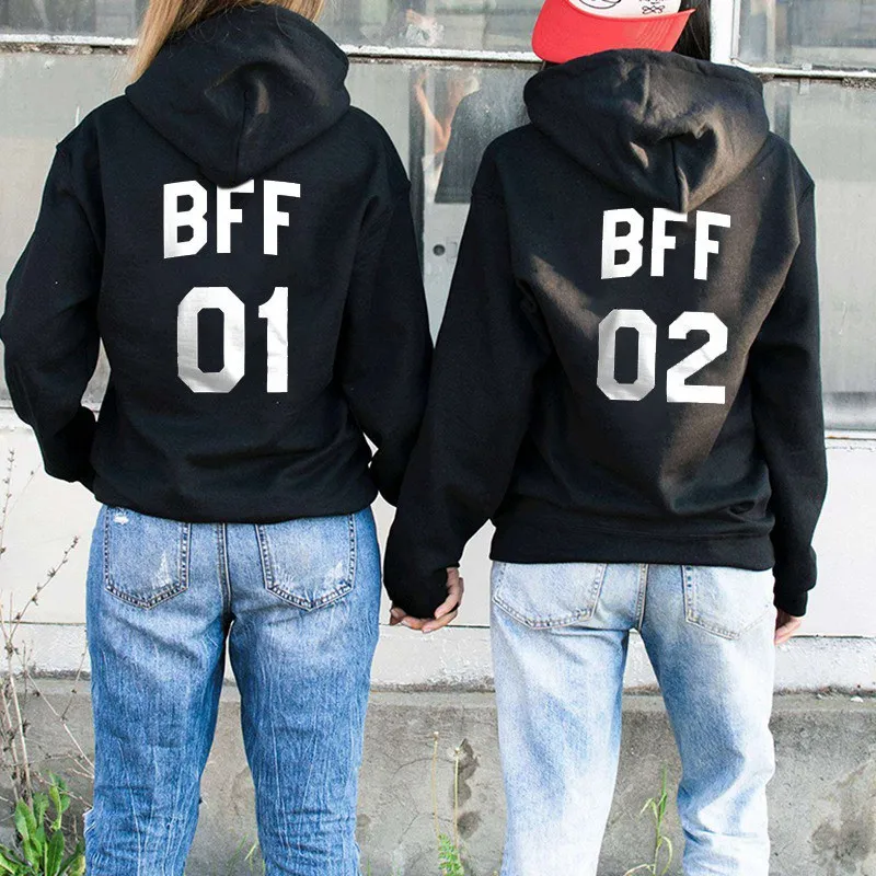 

Bff 01 02 Hoodie Letter Printing Best Friend Hoodie Women Long Sleeve Hooded Sweatshirt Harajuku Pullover