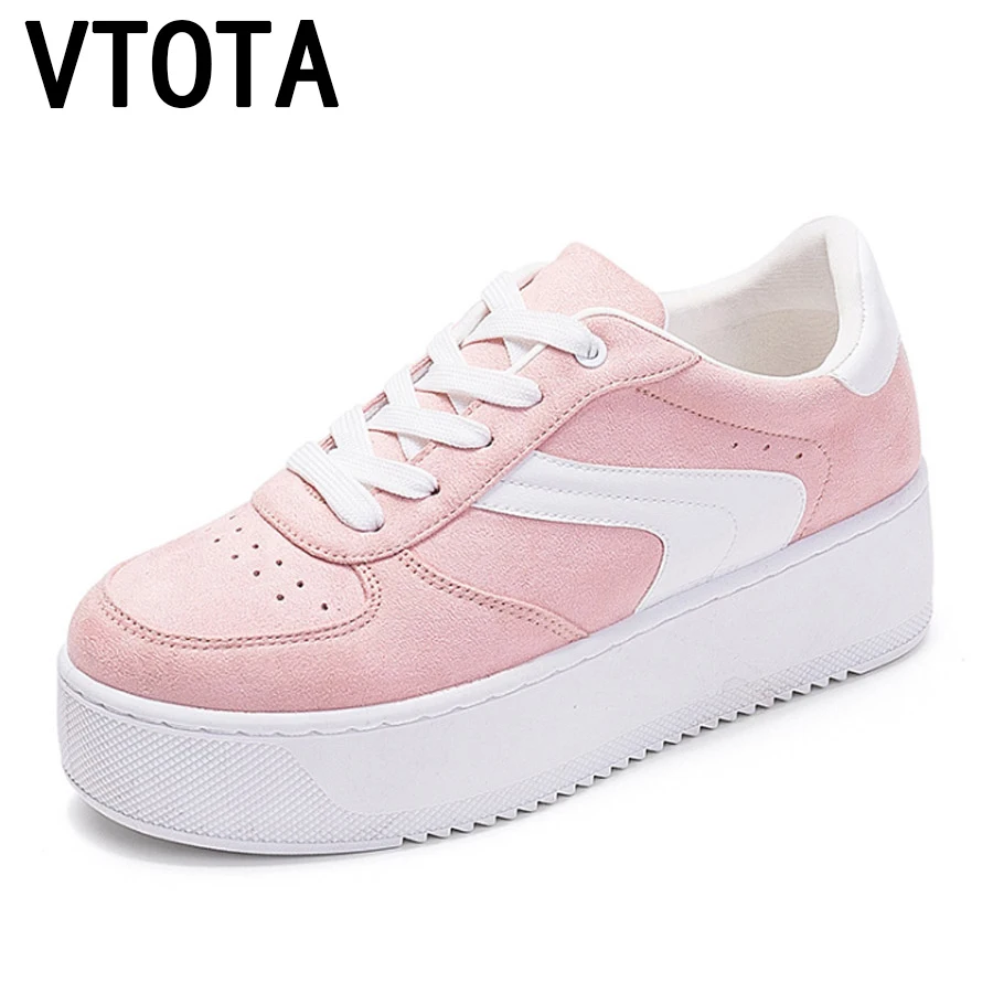 Acheter VTOTA Vulcanisé Chaussures Baskets Dames à lacets Chaussures de Toile Automne Blanc Maille décontracté Plate Forme de Marche Studetn Slinge Chaussures H164