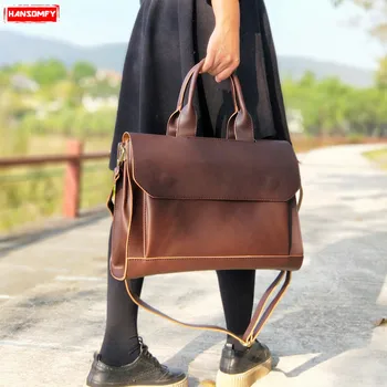 

New Women handbags ladies briefcase computer bag file package female leather shoulder messenger bag 14 inch laptop briefcases