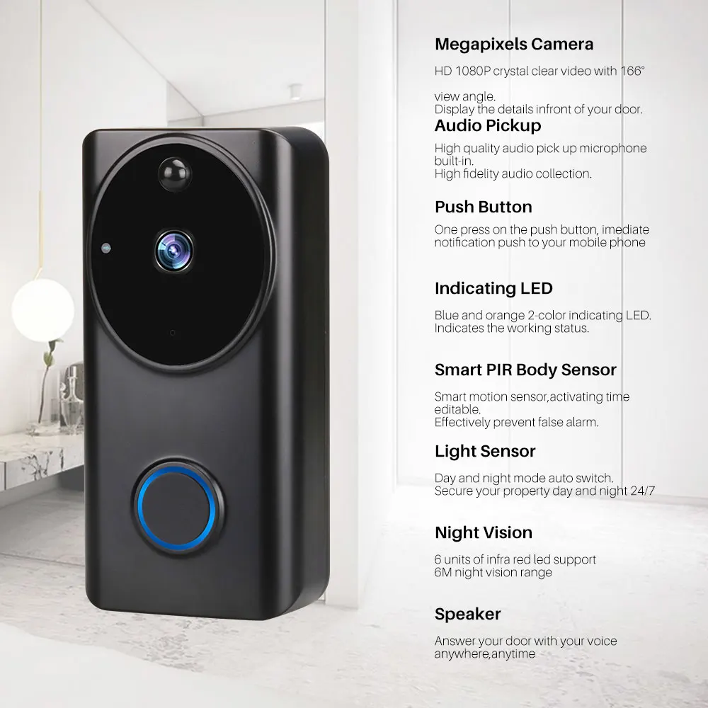 Tuya 1080P WiFi видео дверной звонок умный видео домофон приложение управление телефонным звонком дверной звонок домашний монитор безопасности камера ночного видения