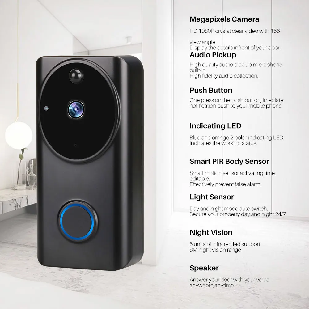 Tuya 1080P WiFi видео дверной звонок умный домофон управление через приложение