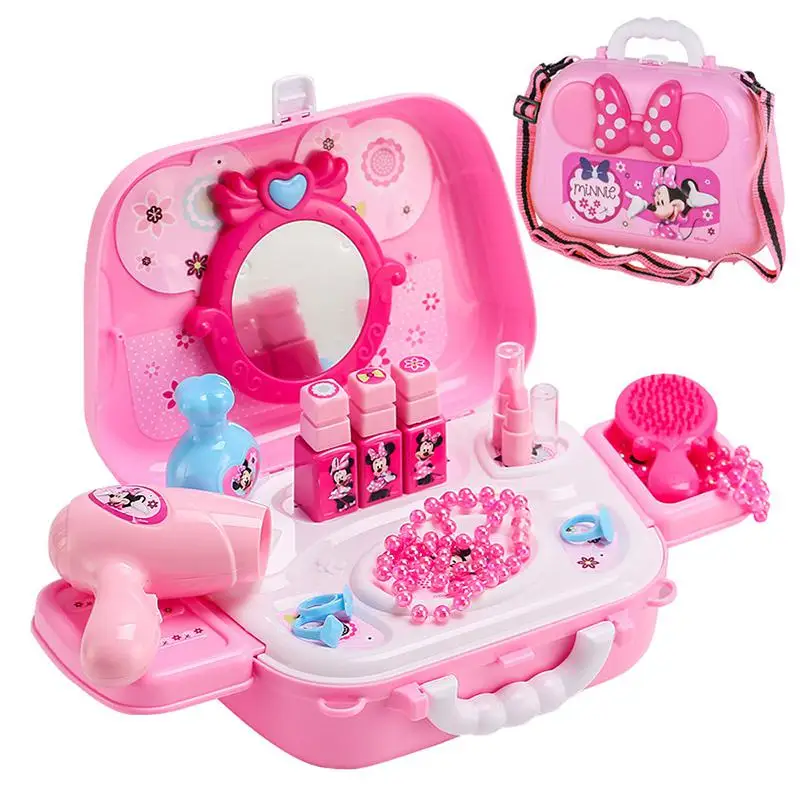 Minnie cosmetic bag Дисней ролевые игры игрушка замороженная Минни София малыш рюкзак макияж инструменты доктор кухня набор для девочек мальчик Рождество подарок на день рождения - Цвет: Minnie cosmetic bag