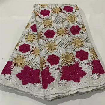 

French Lace Fabric High Quality Embroidery guipure cord Lace With Stone Latest African Mesh Lace Fabric For Women Dress H66-334