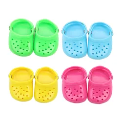 Sandales pour poupée, vêtements de 43 cm, chaussures de plage, 4 couleurs, adaptées à 18 pouces, accessoires pour nouveau né américain, cadeau pour fille 