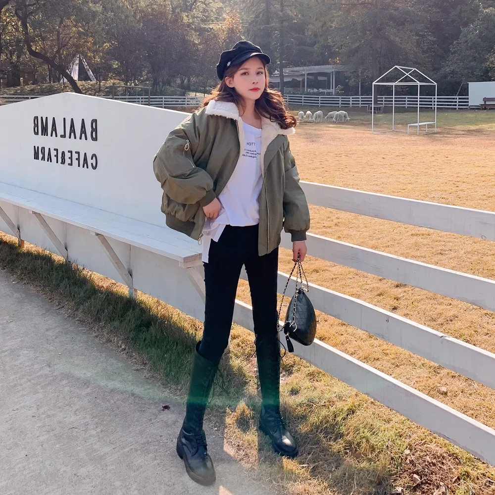 

Photo Shoot Short Parka Cotton Coat 2019 Winter New Style WOMEN'S Dress Retro Laziness-Style Short-height Baseball Uniform Coat