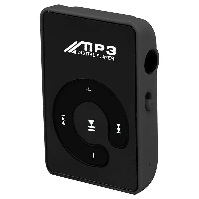 Мини зеркальный зажим USB цифровой Mp3 музыкальный плеер Поддержка 8 Гб SD TF карта черный
