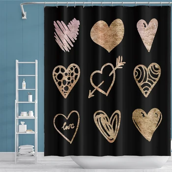 

Love Rose Flowers Printed Wall Hanging Shower Curtain Bathroom Toilet Partition Waterproof Polyester for Bathroom Decor Gift