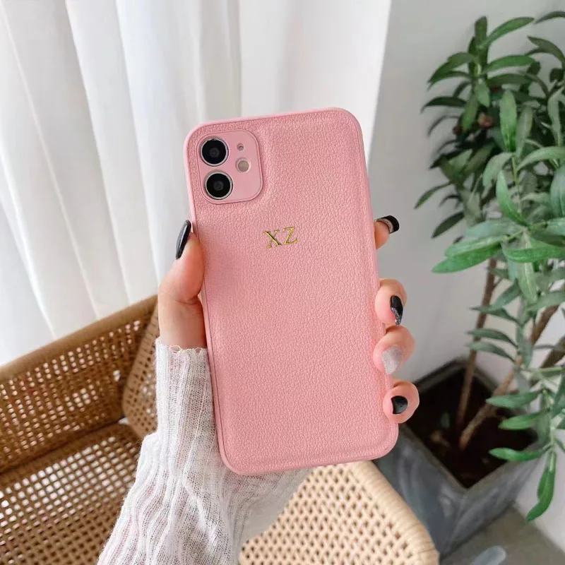 Personalise Gold Silver Initial Letters Leather PU Soft Case For Iphone 14  13 Pro Xs Max 12 Mini 11 XR 7 8 Plus SE Luxury Covers - AliExpress