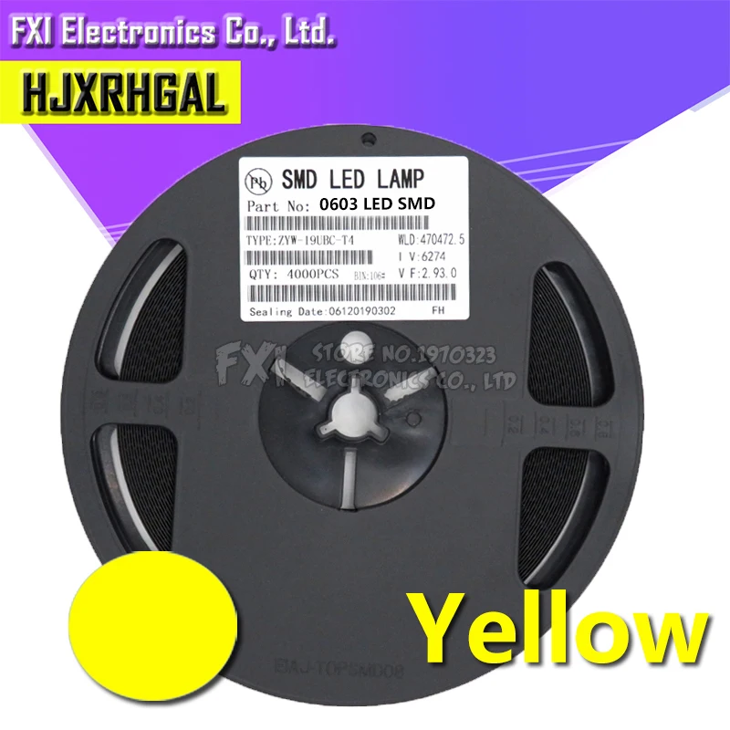 1Reel 4000pcs Yellow 0603 SMD LED diodes light Hot sale | Электронные компоненты и принадлежности
