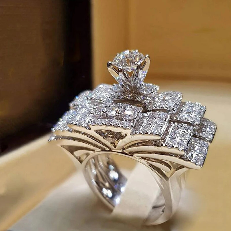No.226 3 design ring / silver set：指輪 リング 2024 New Luxury Designer Silver Color Wedding Ring Set for