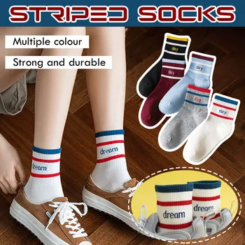 

Stockings Women чулки колготки женские Thigh High Socks Funny Cute Girls Cotton Stripe Retro Bed Floor Socks Warm Winter Free Sh