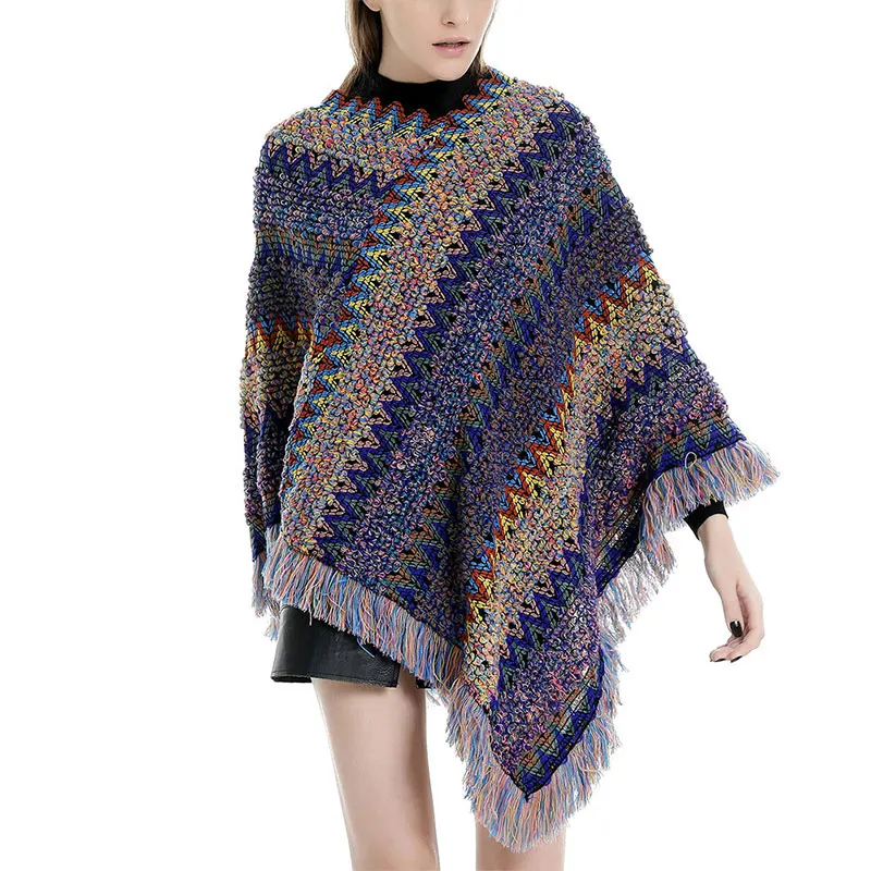 Boho пончо с бахромой накидка Шали Обертывания Женское пальто элегантные топы для весны зимы осени TC21