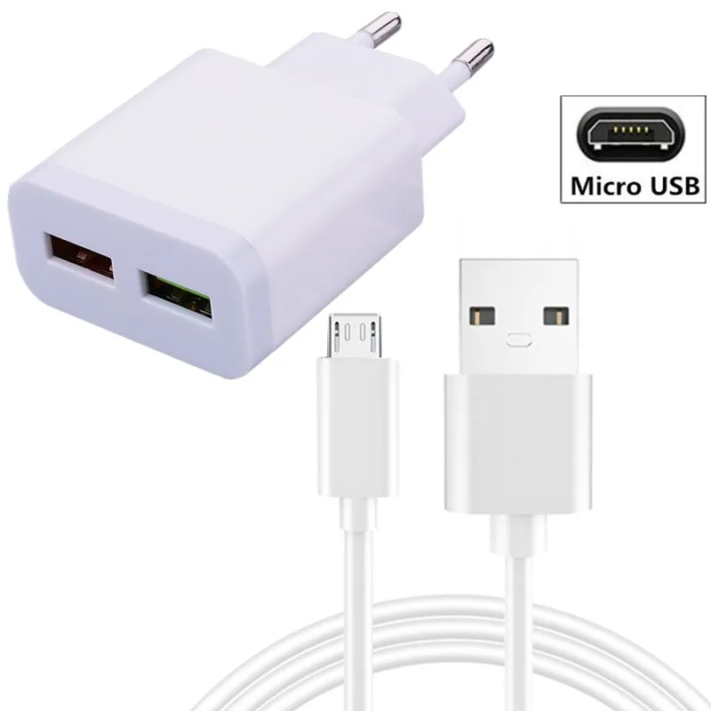 2-Ports Wall Charger with USB Cable for Moto Z2 Z Force E5 Play Go E6 One Fusion Vision Action Macro G Power Stylus Edge G9 Plus | Мобильные