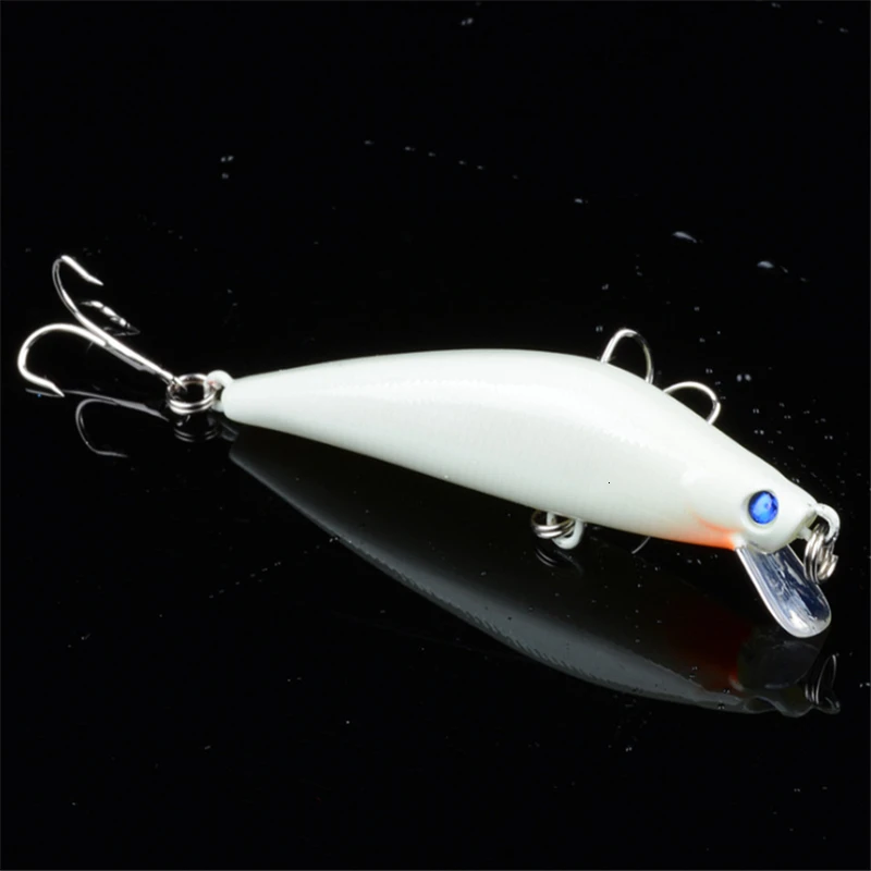1 шт. 8 см святящийся ночью для рыбалки твердая приманка Minnow 8g 3D искусственный
