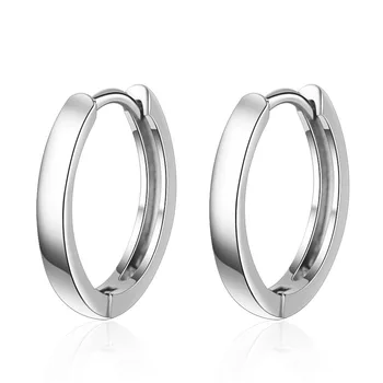 

Solid 925 Sterling Silver Big Circle Round Smooth Stud Earrings For Women Female Earrings Fashion Jewelry oorbellen pendientes