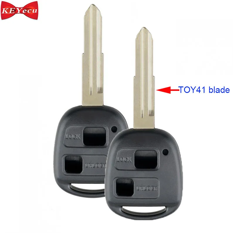 

KEYECU 2pcs for Toyota Echo MR2 Plaz Yaris Remote Key Shell Case Fob Housing Cover 2 Button TOY41 Blade