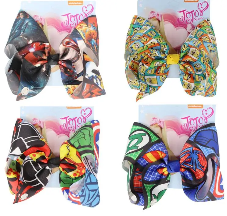 С рисунками героев мультфильма grosgrain ленты 8 дюймов для девочек шпилька для волос с бантом большой ручной работы волос бантики, аксессуары для волос