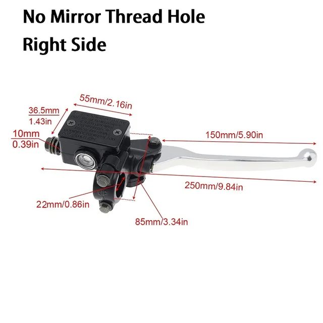 22MM M8/M10 Motorcycle Upper Front Brake Clutch Master Cylinder CNC Clutch Pump Reservoir Pump Lever Left Right for Honda Suzuk No Mirror Hole Right
