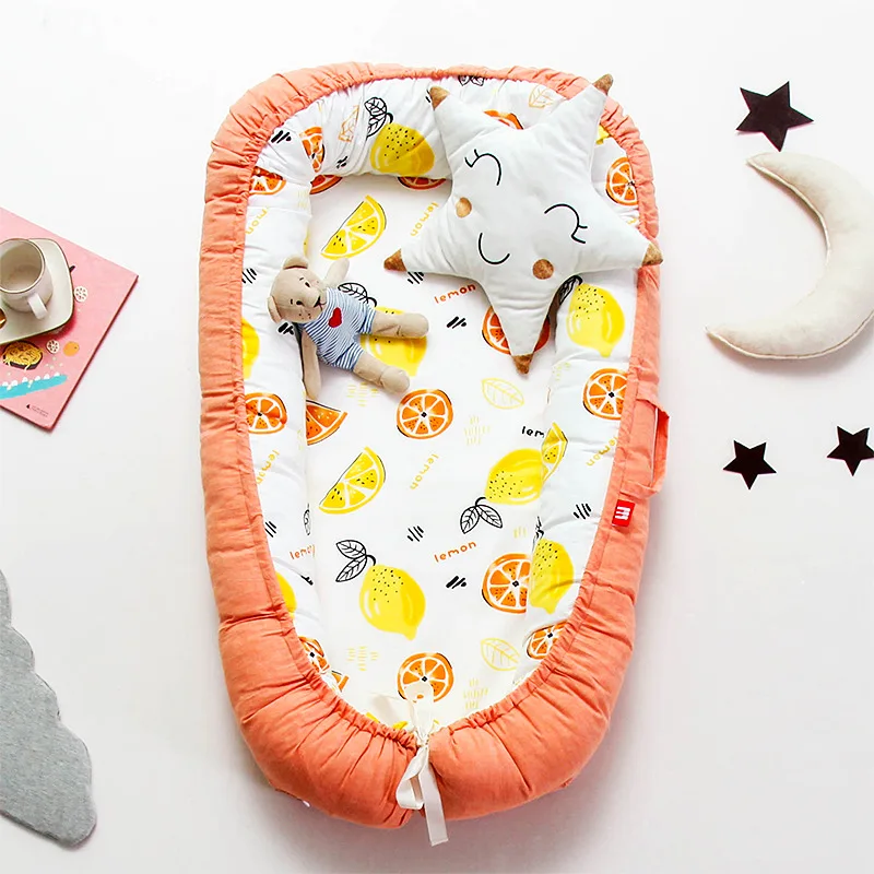 Вязаный детский лежак для кровати, переносное детское гнездо для новорожденных, переносная люлька для кроватки, Дышащий моющийся лежак для спальни